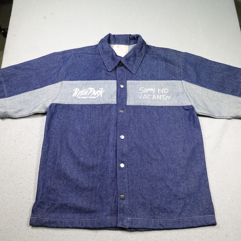 Hyde Park Varsity Jacket Men M Blue You Aren't Invited Hip Hop Denim USA Made